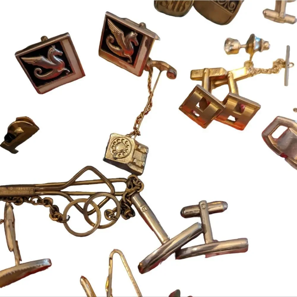 Collection of Vintage‎ Cufflinks Tie Clips and Dress Set for Men